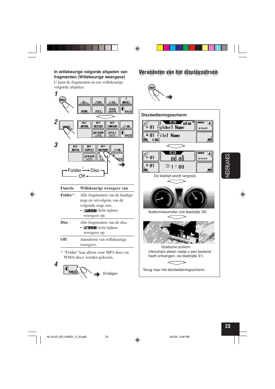 Nederlands, Veranderen van het displaypatroon | JVC KD-LHX501  EN User Manual | Page 215 / 259