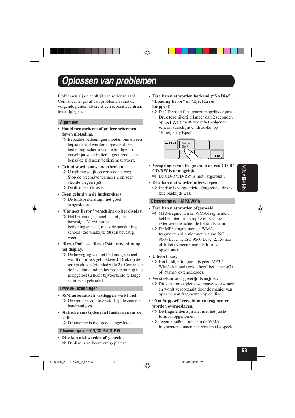 Oplossen van problemen, Nederlands | JVC KD-LHX501  EN User Manual | Page 255 / 259