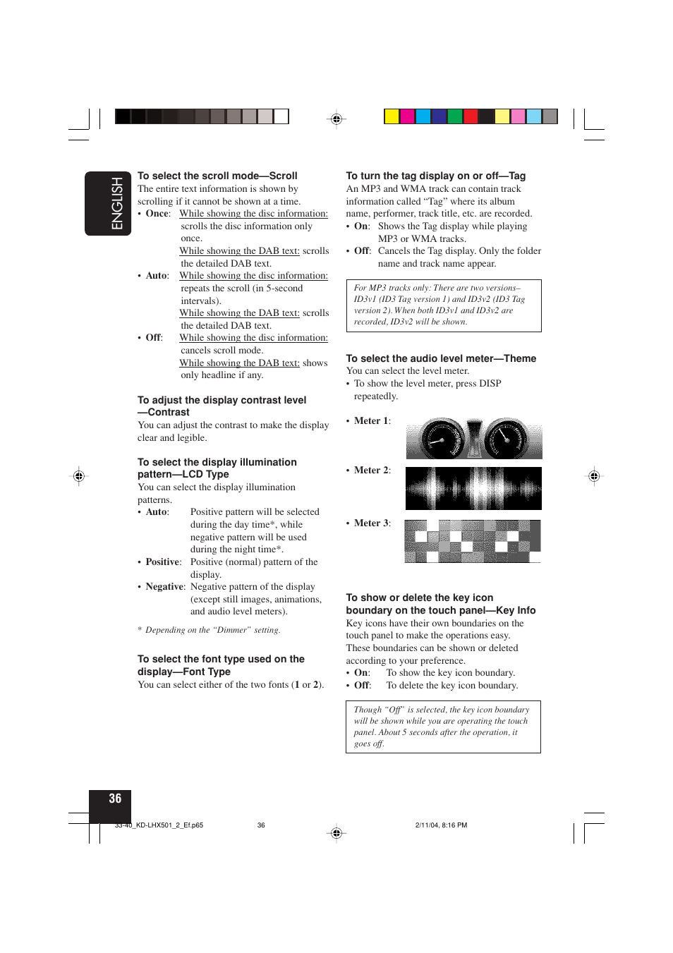 English | JVC KD-LHX501  EN User Manual | Page 36 / 259
