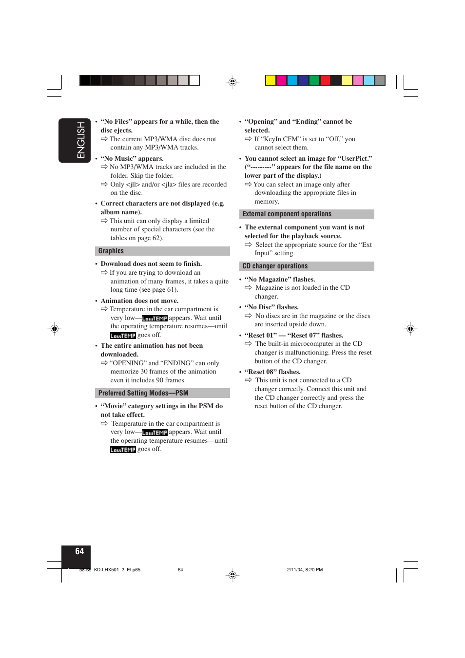 English | JVC KD-LHX501  EN User Manual | Page 64 / 259