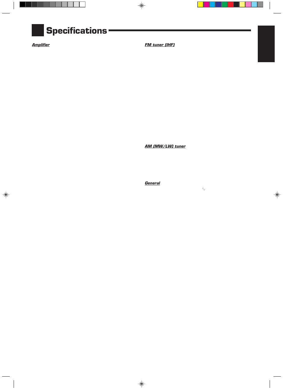 Specifications, English | JVC RX-668RBK User Manual | Page 39 / 40