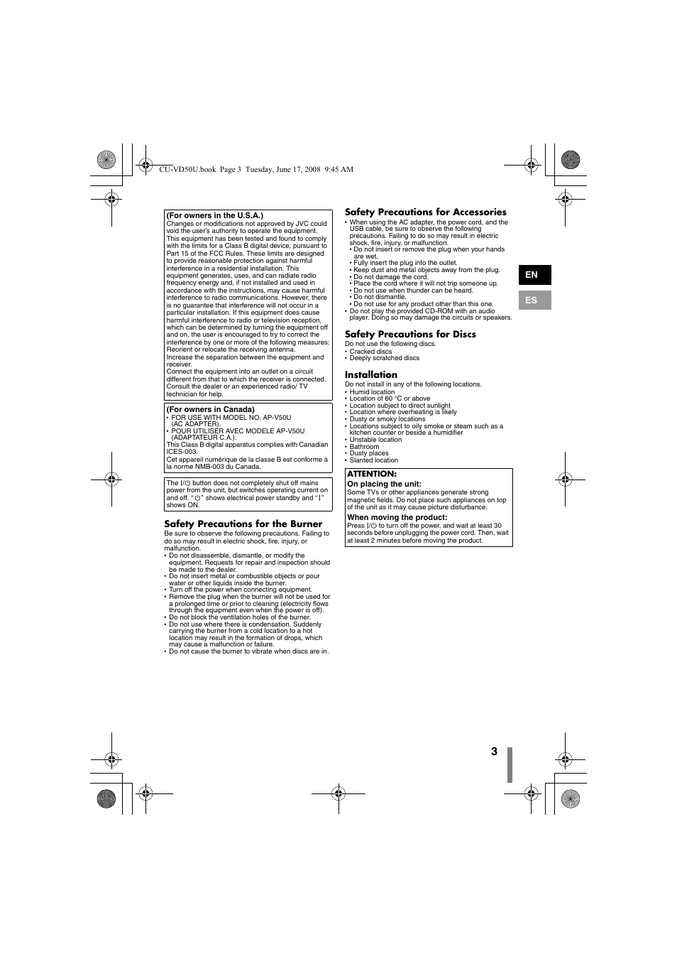 JVC CU-VD50U User Manual | Page 3 / 104