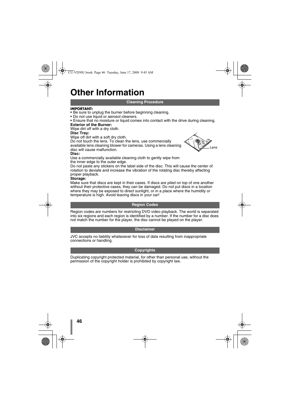 Z other information, Yed. (p. 46), Other information | JVC CU-VD50U User Manual | Page 46 / 104