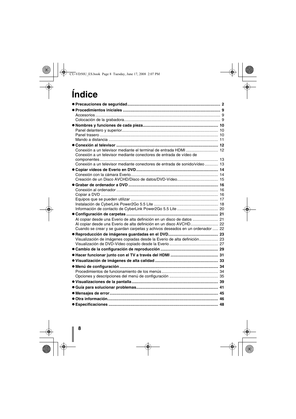 Índice | JVC CU-VD50U User Manual | Page 58 / 104