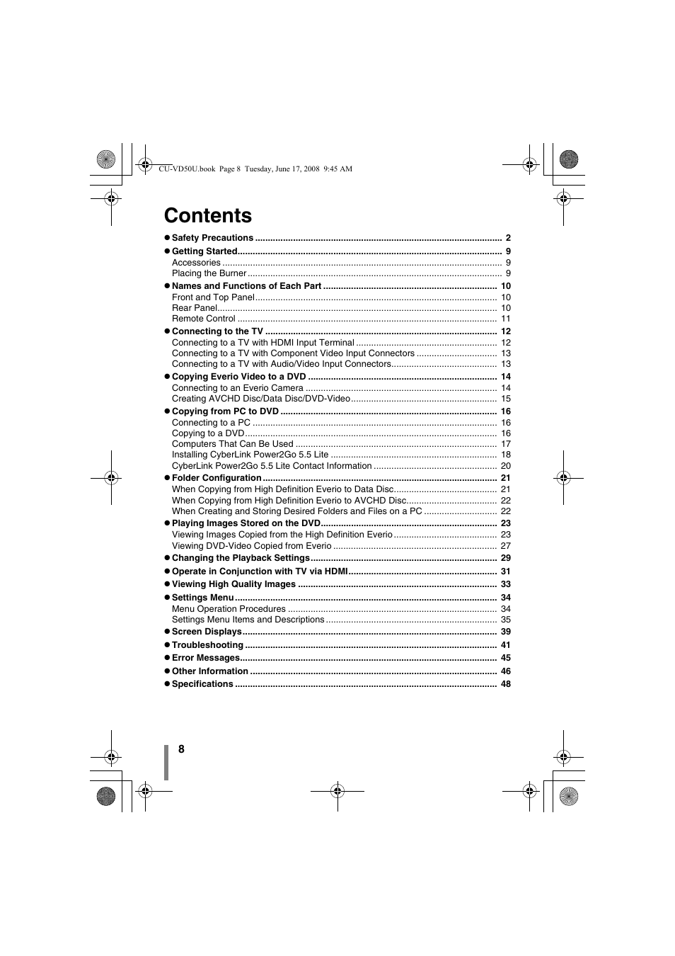 JVC CU-VD50U User Manual | Page 8 / 104