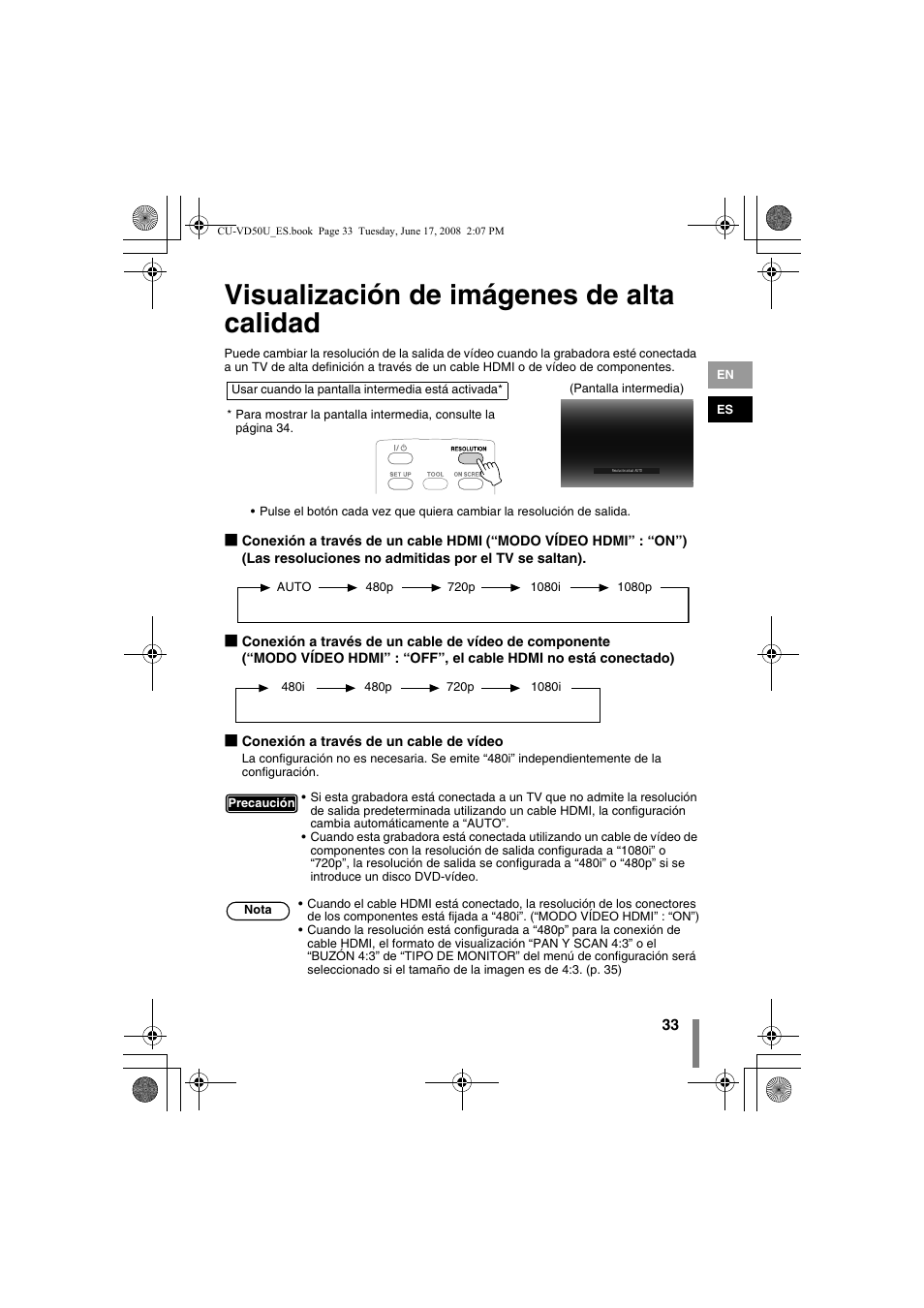 Z visualización de imágenes de alta calidad, P. 33), Visualización de imágenes de alta calidad | JVC CU-VD50U User Manual | Page 83 / 104