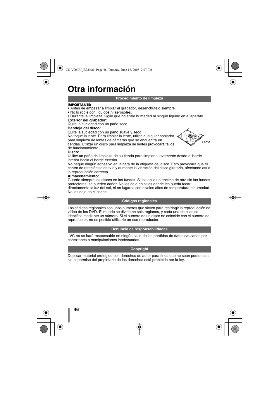 Z otra información, R. (p. 46), Otra información | JVC CU-VD50U User Manual | Page 96 / 104