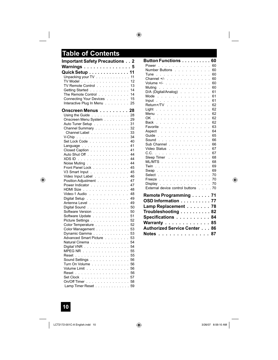 JVC HD-58S998 User Manual | Page 10 / 88