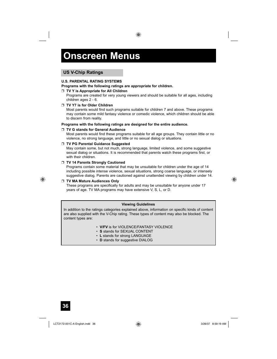 Onscreen menus | JVC HD-58S998 User Manual | Page 36 / 88