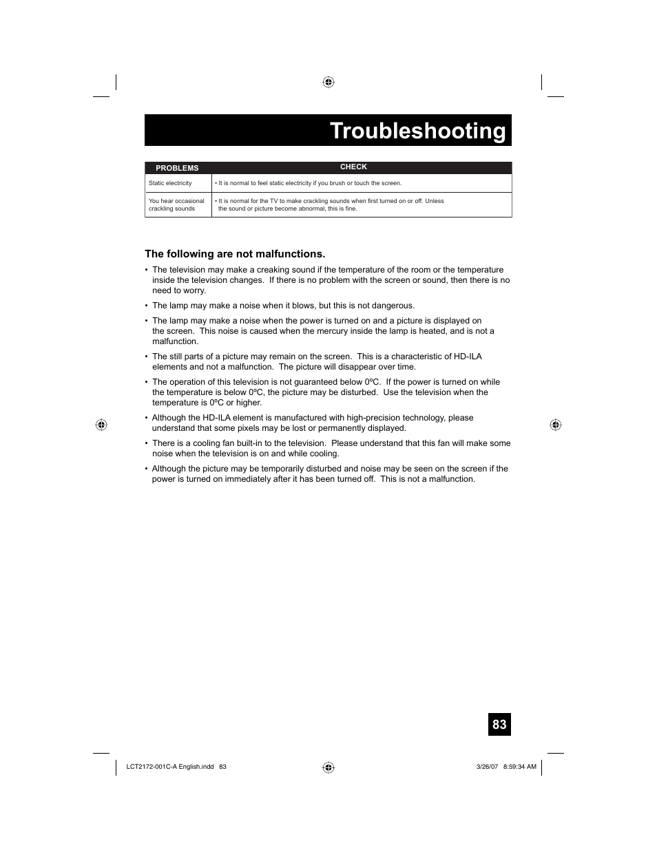 Troubleshooting | JVC HD-58S998 User Manual | Page 83 / 88