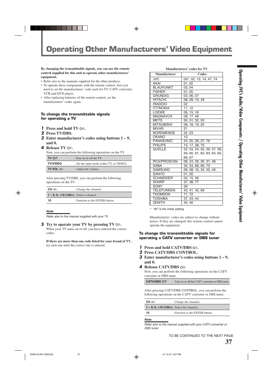 Operating other manufacturers’ video equipment | JVC RX-7020VBK User Manual | Page 39 / 47