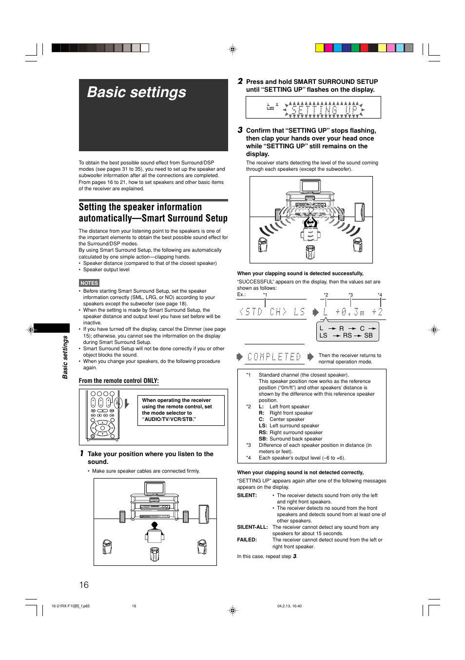 Basic settings | JVC RX-F10S User Manual | Page 20 / 47