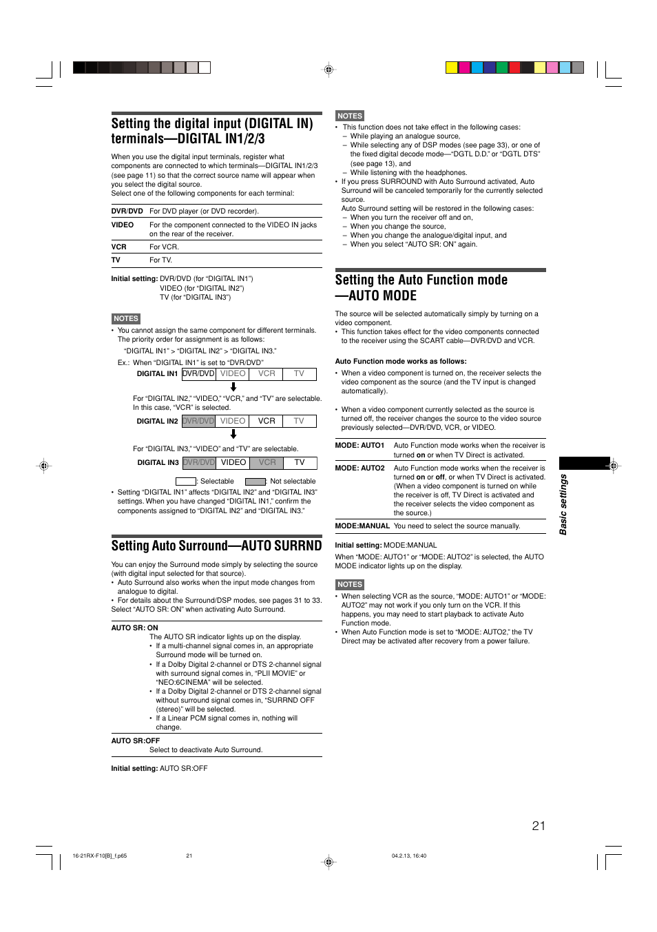 Setting auto surround—auto surrnd, Setting the auto function mode —auto mode | JVC RX-F10S User Manual | Page 25 / 47