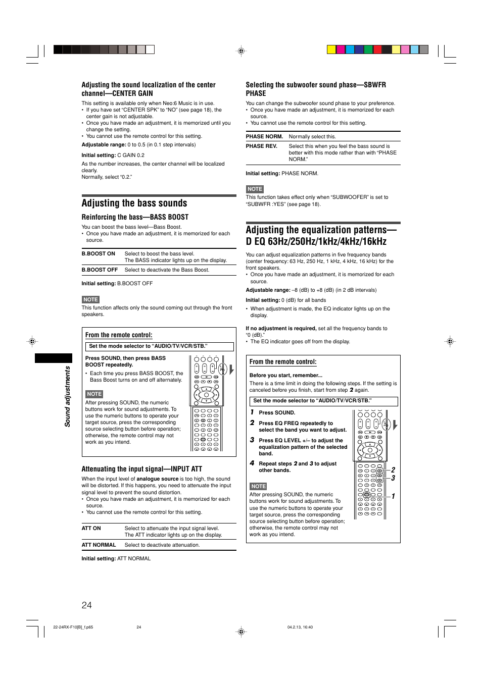 Adjusting the bass sounds | JVC RX-F10S User Manual | Page 28 / 47