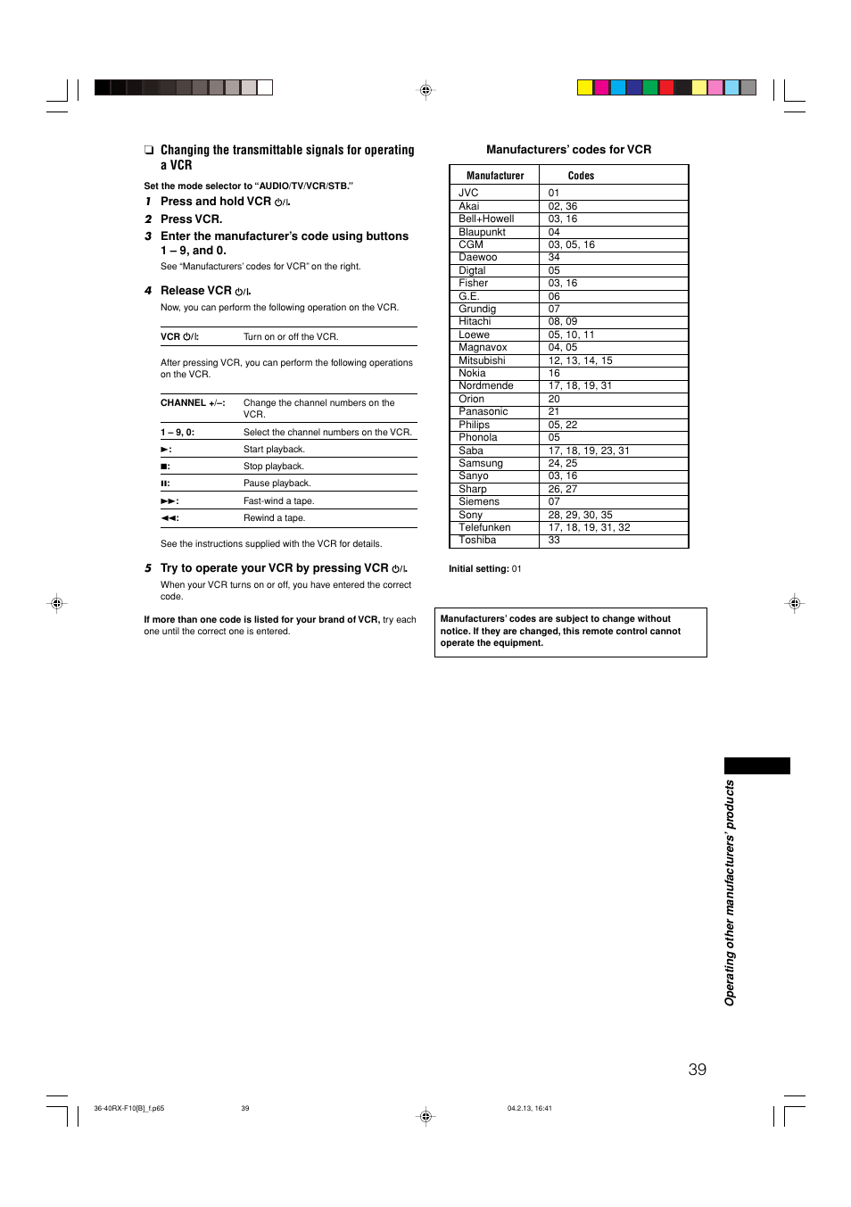 JVC RX-F10S User Manual | Page 43 / 47