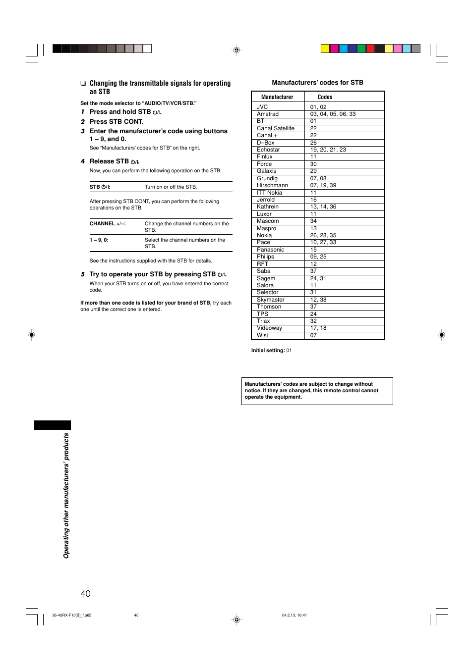 JVC RX-F10S User Manual | Page 44 / 47