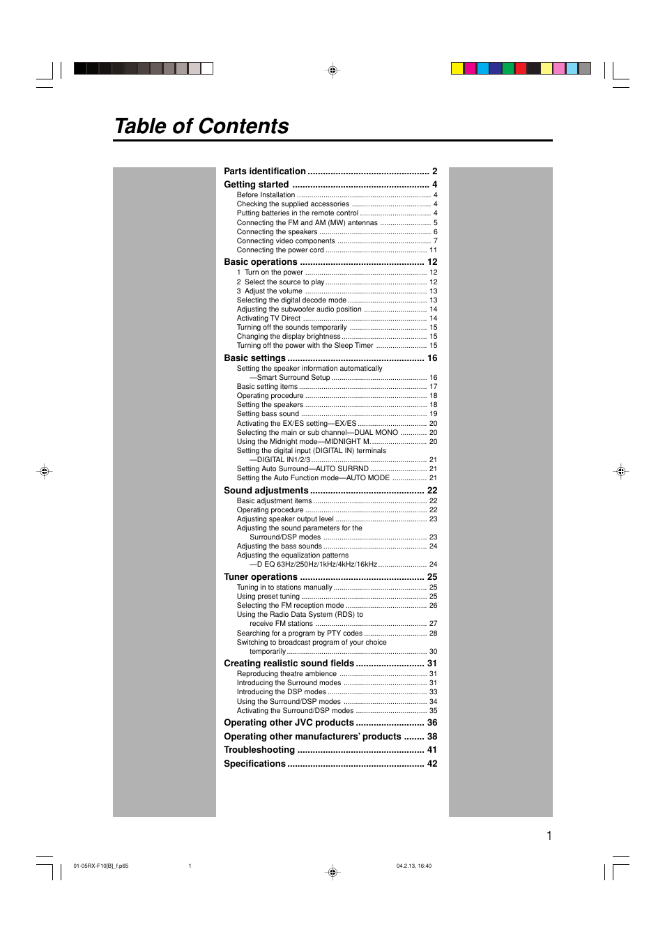 JVC RX-F10S User Manual | Page 5 / 47