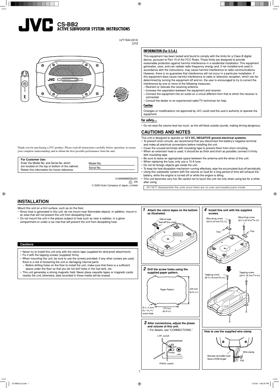 JVC CS-BB2 User Manual | 4 pages