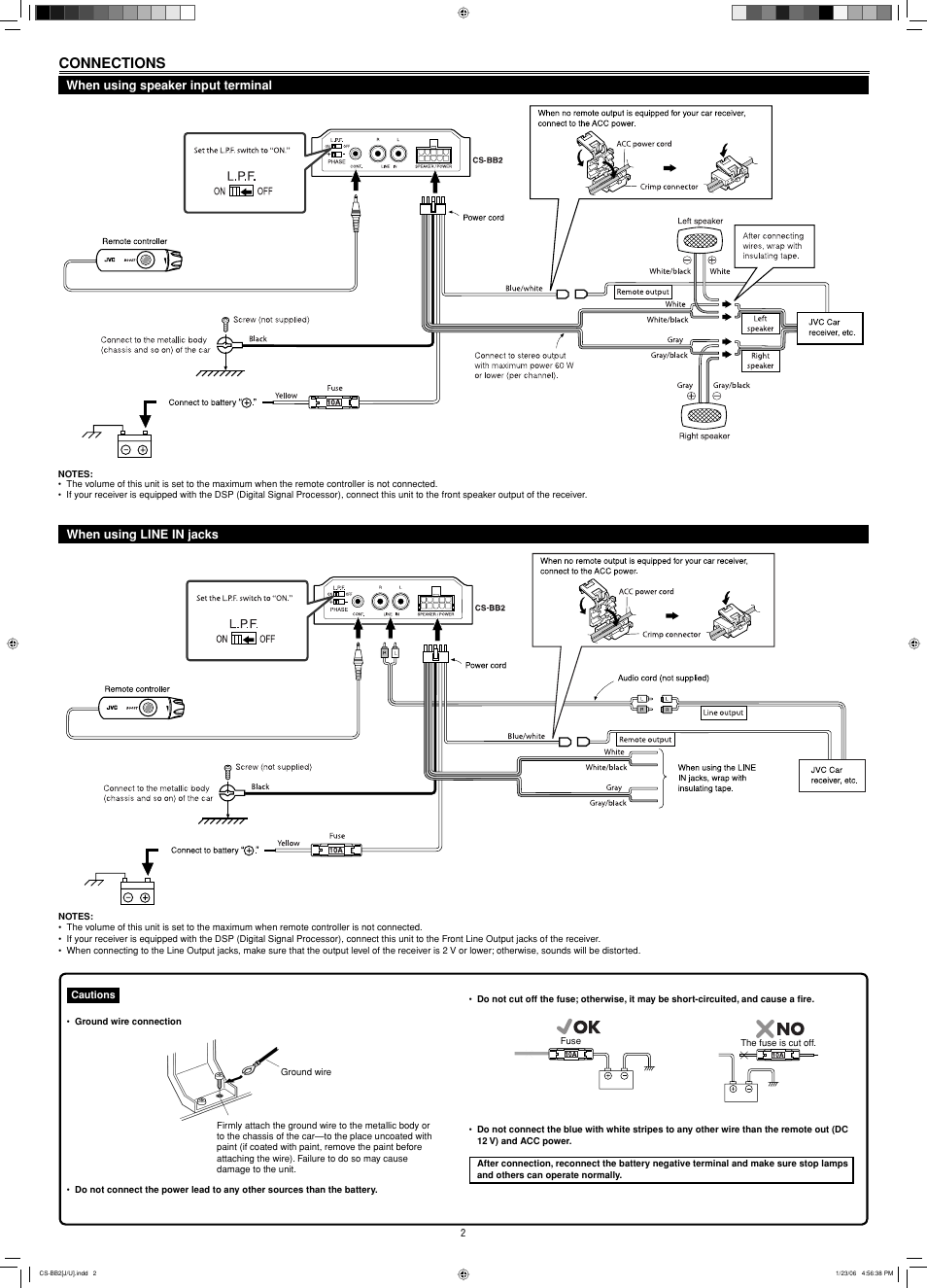 Connections | JVC CS-BB2 User Manual | Page 2 / 4