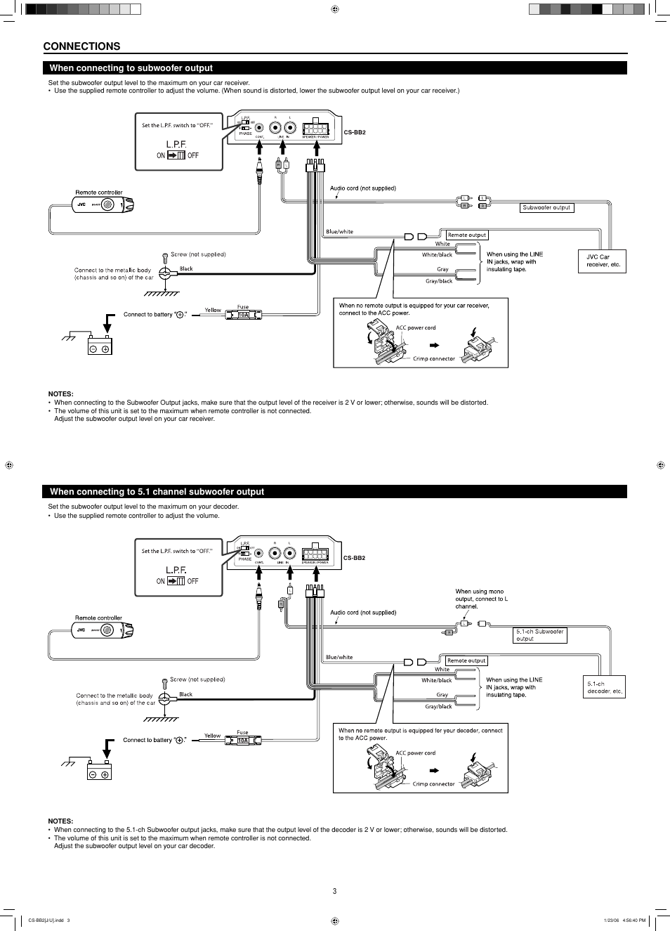 Connections | JVC CS-BB2 User Manual | Page 3 / 4