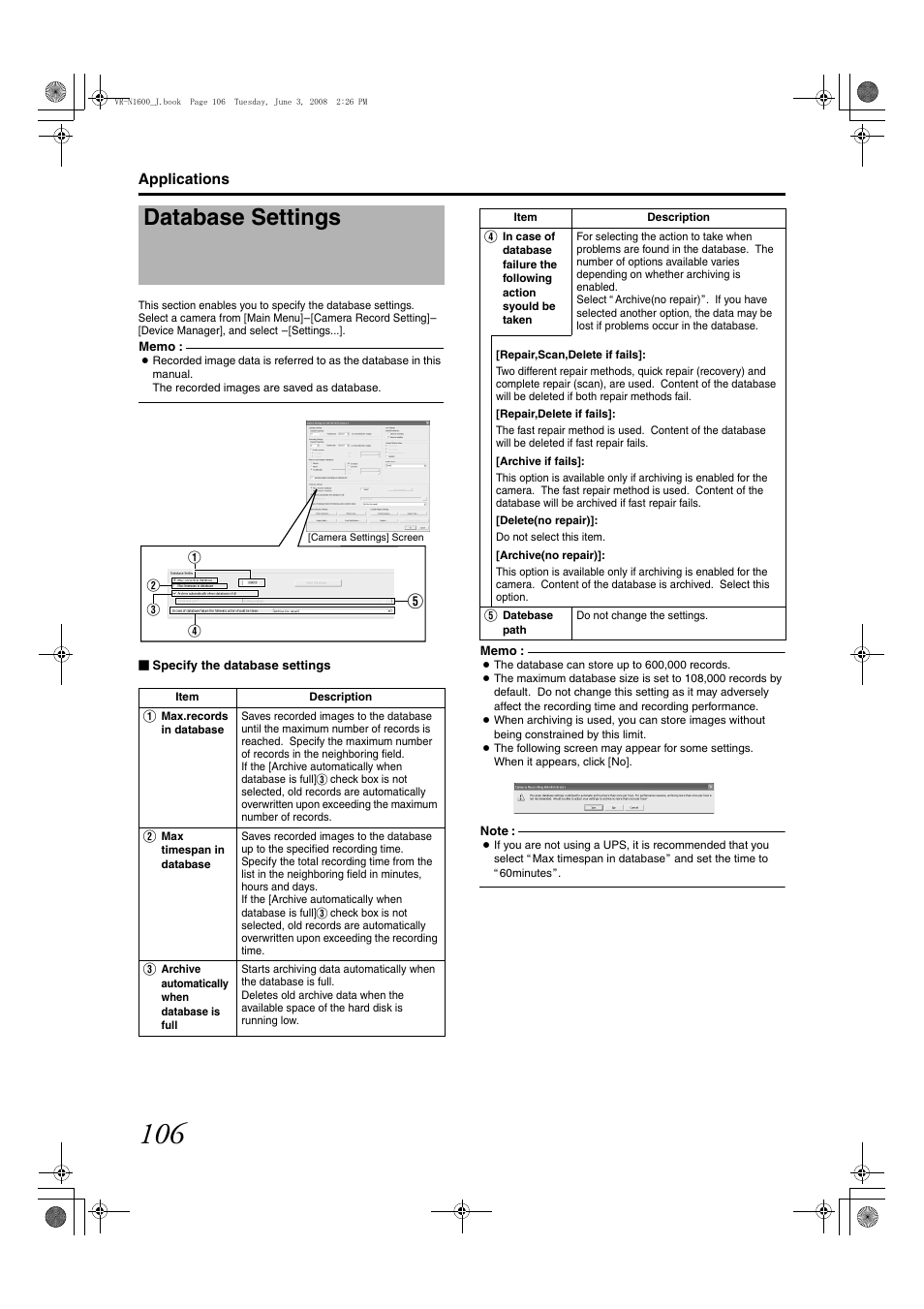 Database settings | JVC VR-N1600E User Manual | Page 114 / 158