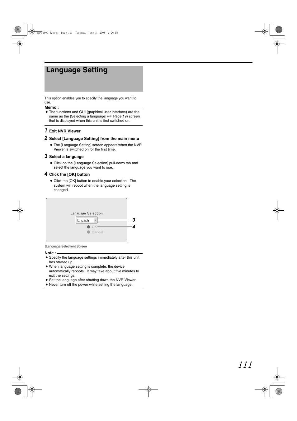 Language setting | JVC VR-N1600E User Manual | Page 119 / 158