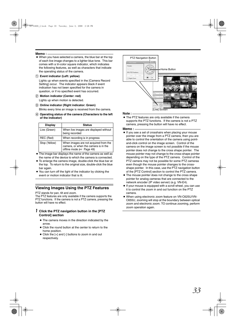 Viewing images using the ptz features | JVC VR-N1600E User Manual | Page 41 / 158