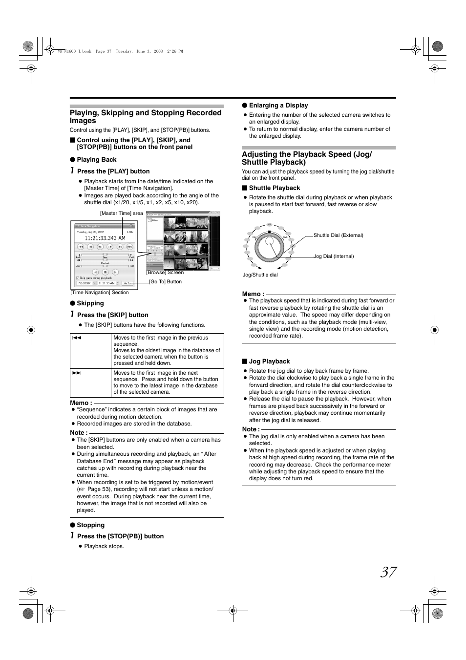 Playing, skipping and stopping recorded images | JVC VR-N1600E User Manual | Page 45 / 158