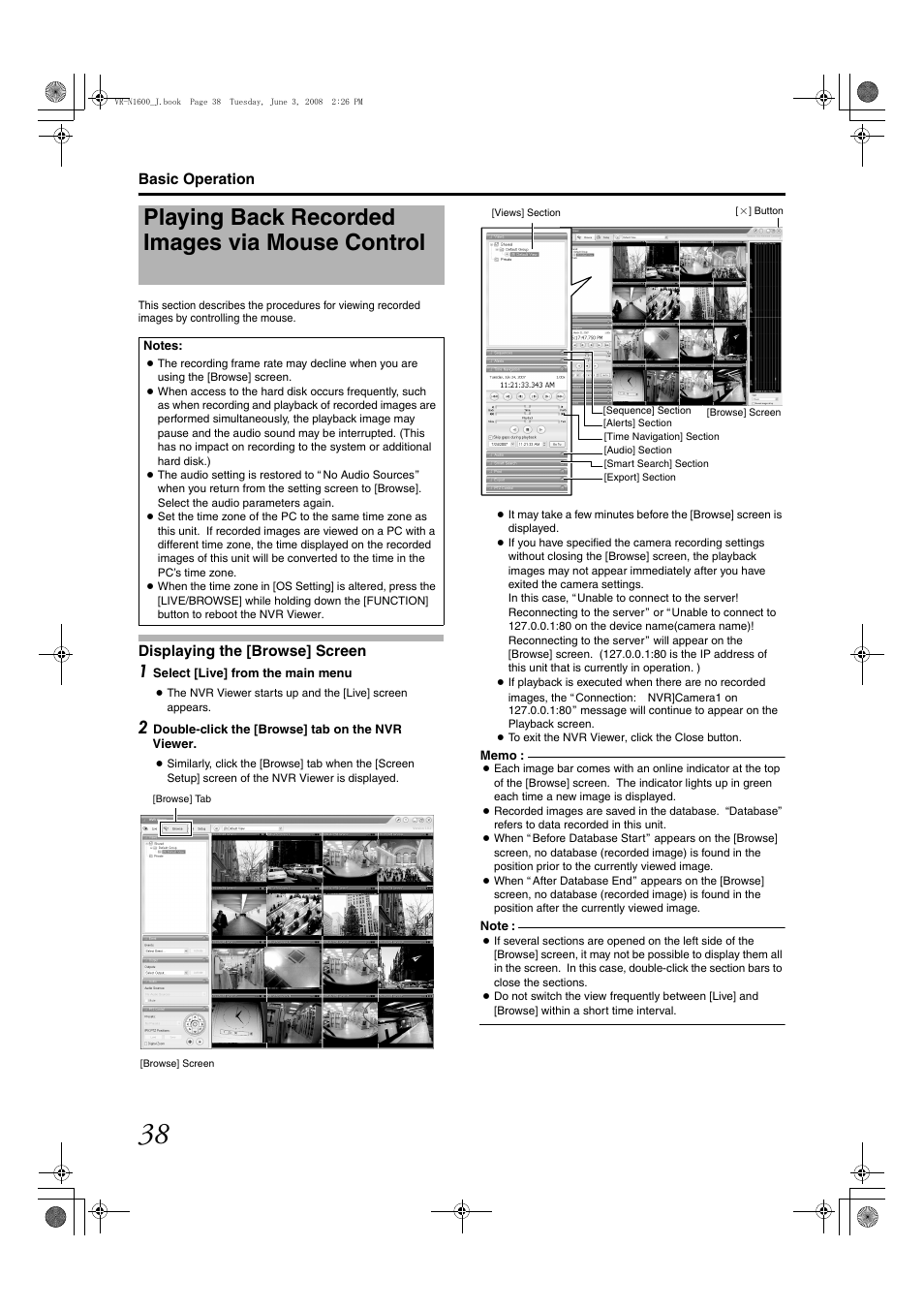 Playing back recorded images via mouse control | JVC VR-N1600E User Manual | Page 46 / 158