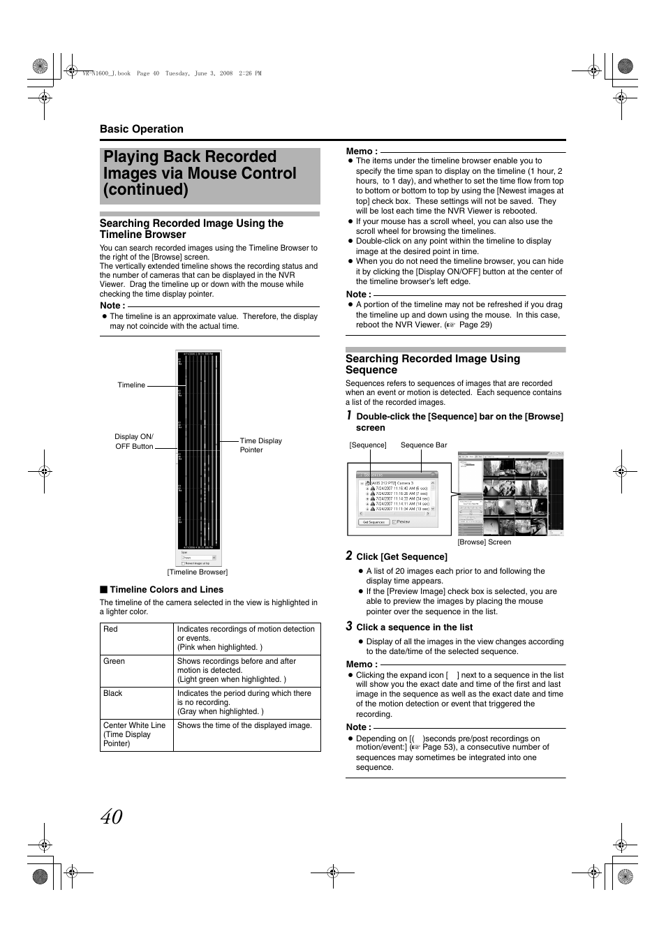 Searching recorded image using sequence | JVC VR-N1600E User Manual | Page 48 / 158