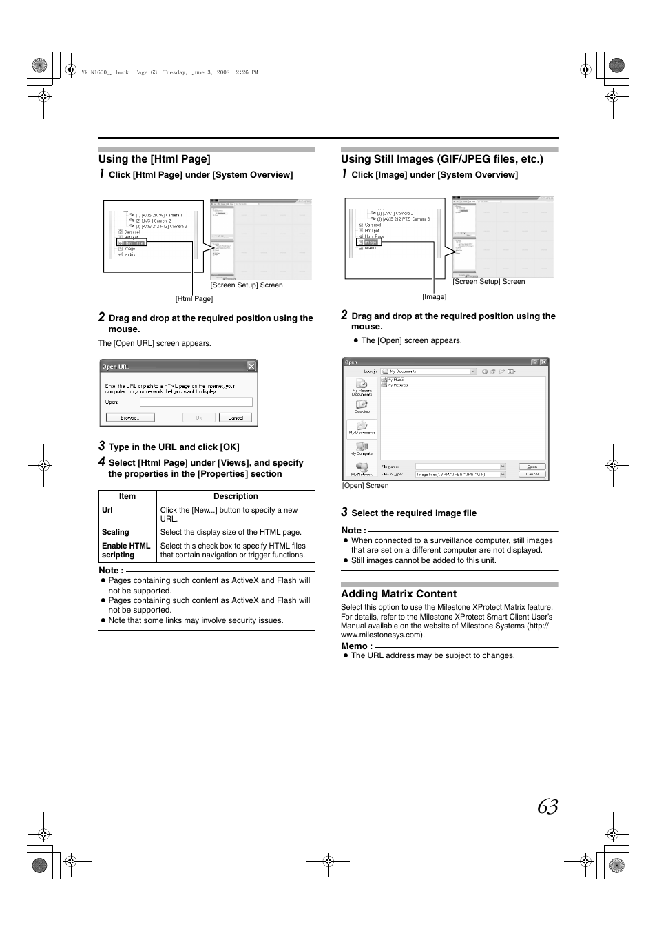 Using still images (gif/jpeg files, etc.), Adding matrix content | JVC VR-N1600E User Manual | Page 71 / 158