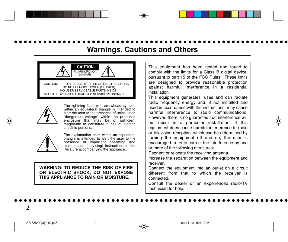 Warnings, cautions and others | JVC KS-SB200 User Manual | Page 2 / 12