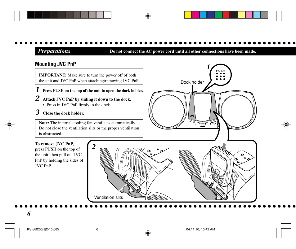 Preparations | JVC KS-SB200 User Manual | Page 6 / 12
