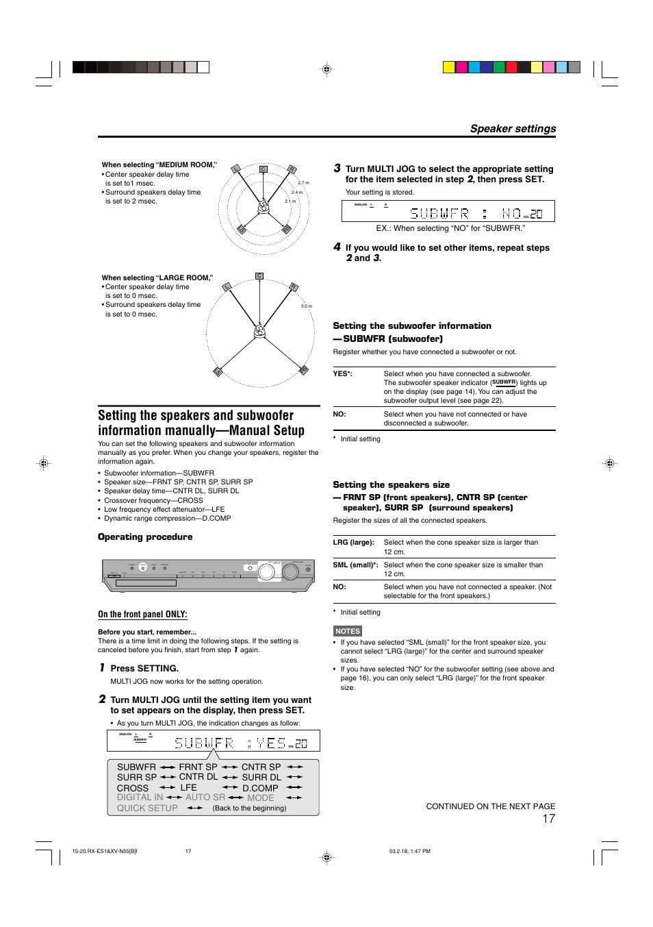 Speaker settings | JVC XV-N55SL User Manual | Page 22 / 75