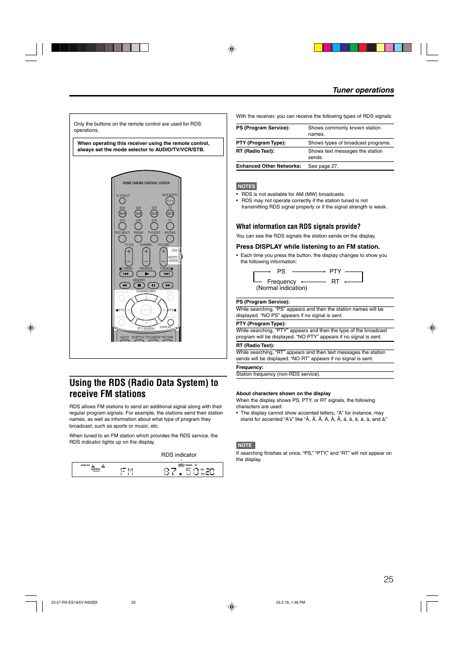 Tuner operations, What information can rds signals provide, Press display while listening to an fm station | Ps pty rt frequency (normal indication) | JVC XV-N55SL User Manual | Page 30 / 75