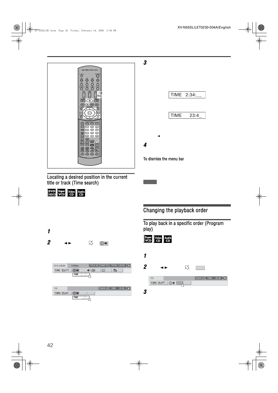 Changing the playback order, Advanced operations | JVC XV-N55SL User Manual | Page 47 / 75