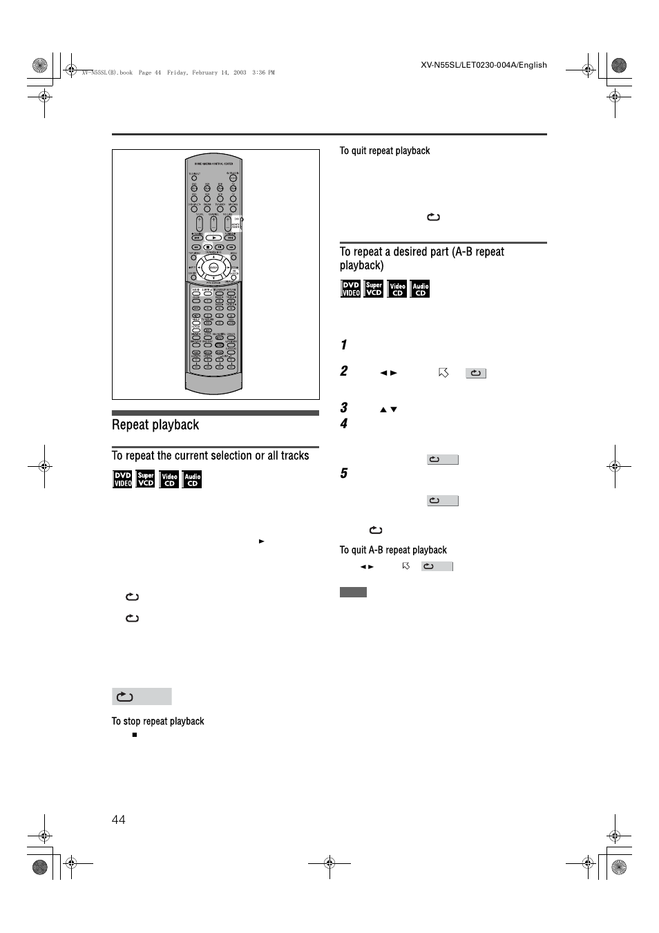 Repeat playback | JVC XV-N55SL User Manual | Page 49 / 75