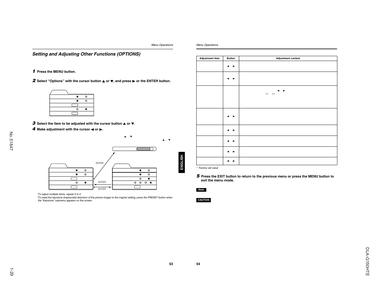 Setting and adjusting other functions (options) | JVC DLA-G150HTE User Manual | Page 29 / 40