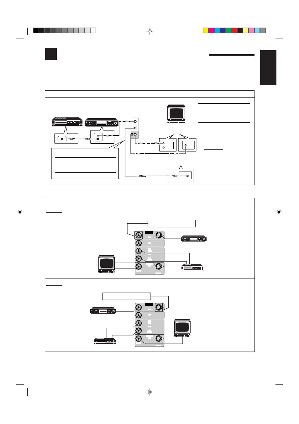 Av compu link remote control system, English, Connections 1: connections 2 | Caution, Dvd player do not use this video terminal. vcr, Dvd player, Do not use this video terminal | JVC RX-6008VBK User Manual | Page 30 / 39