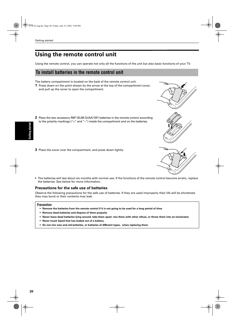 Using the remote control unit | JVC XV-M512SL User Manual | Page 22 / 68