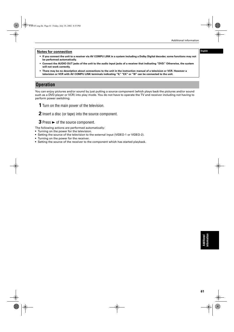 Operation | JVC XV-M512SL User Manual | Page 63 / 68