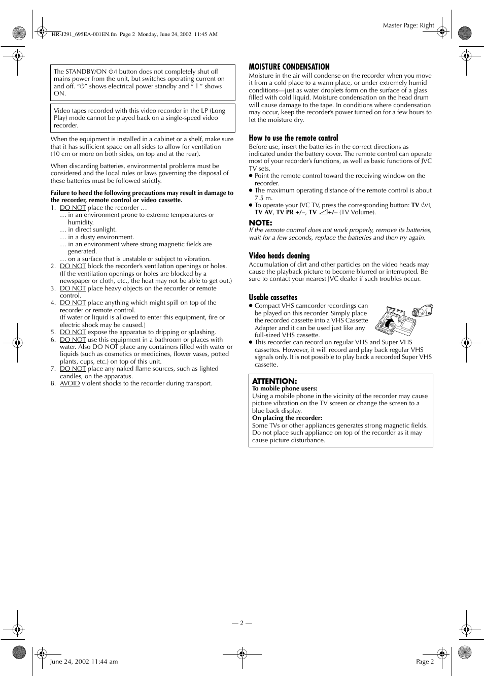 JVC HR-J291EA User Manual | Page 2 / 16