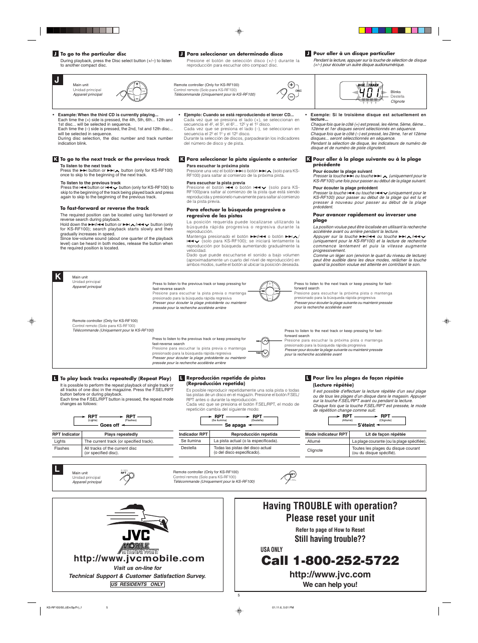 Still having trouble, We can help you, Usa only | JVC KS-RF100 User Manual | Page 5 / 6