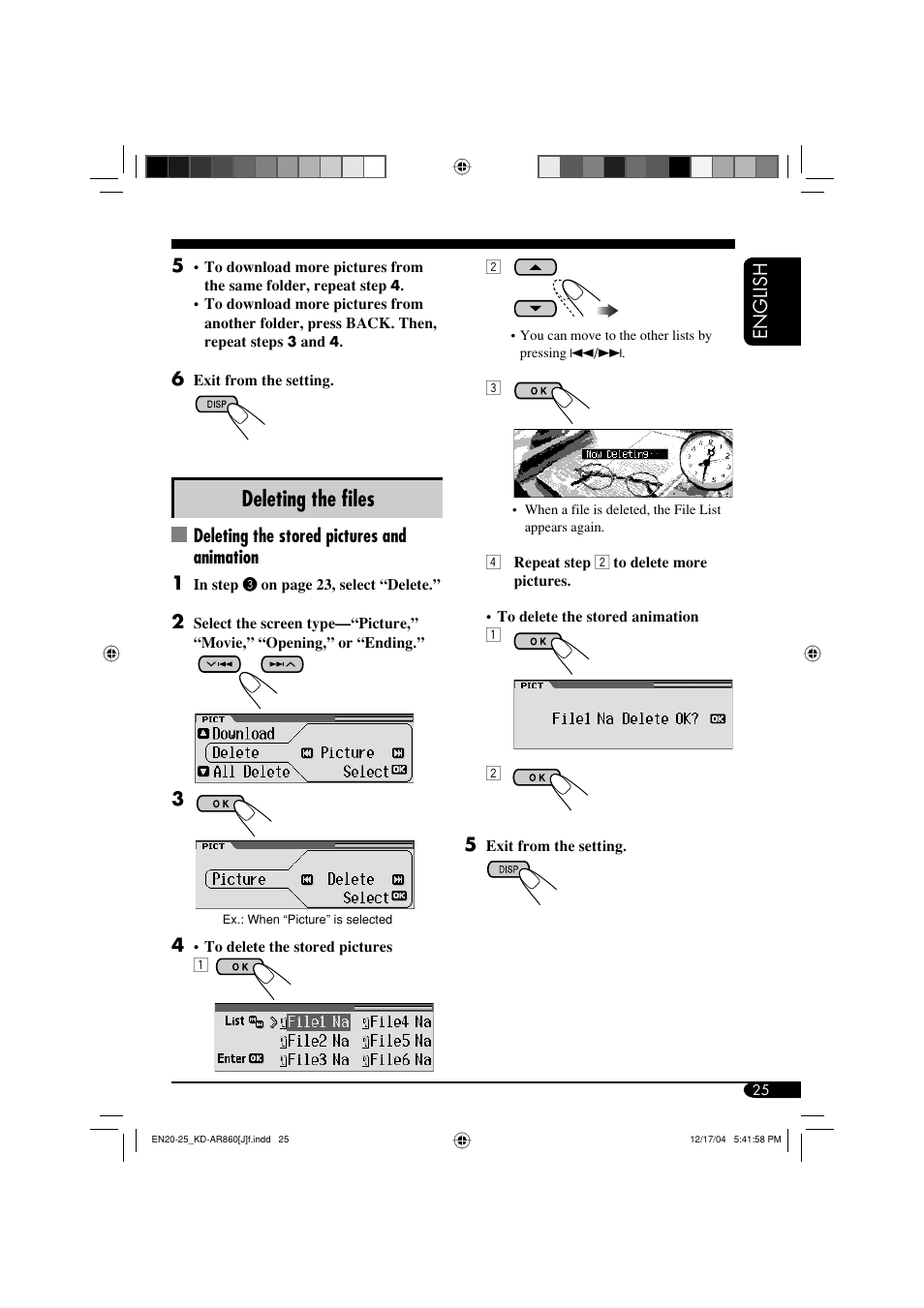 Deleting the fi les | JVC KD-AR860 User Manual | Page 25 / 56