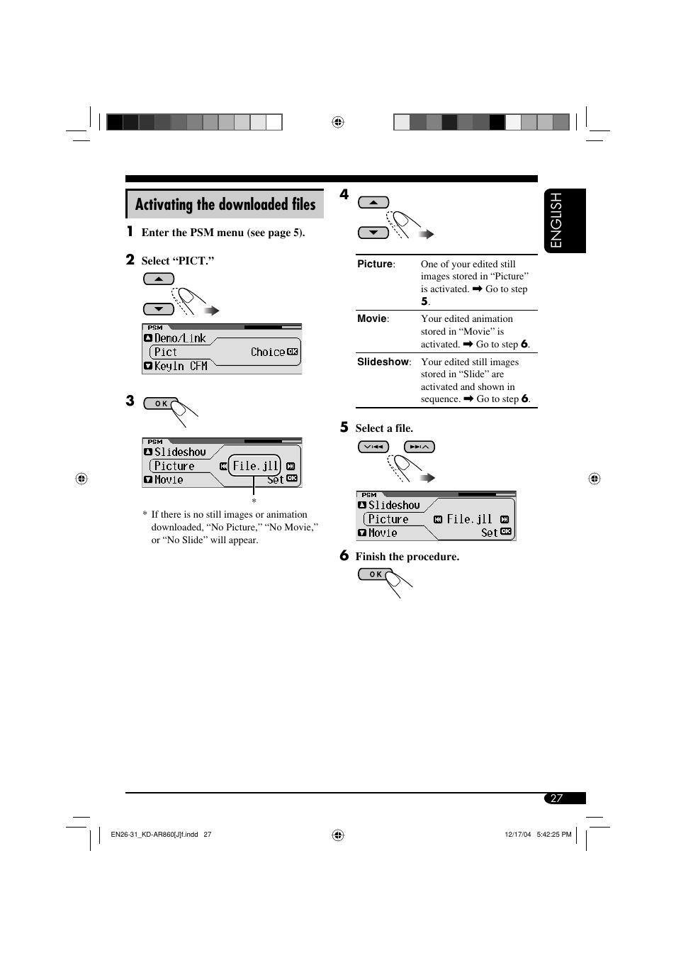 Activating the downloaded files, English 4 | JVC KD-AR860 User Manual | Page 27 / 56