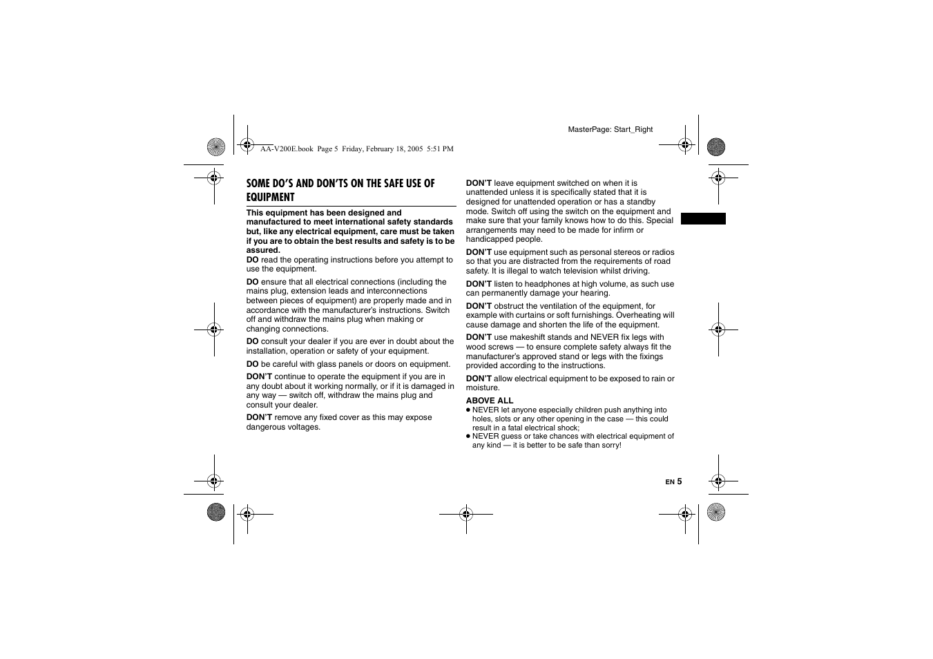 JVC AA-V200E User Manual | Page 5 / 80