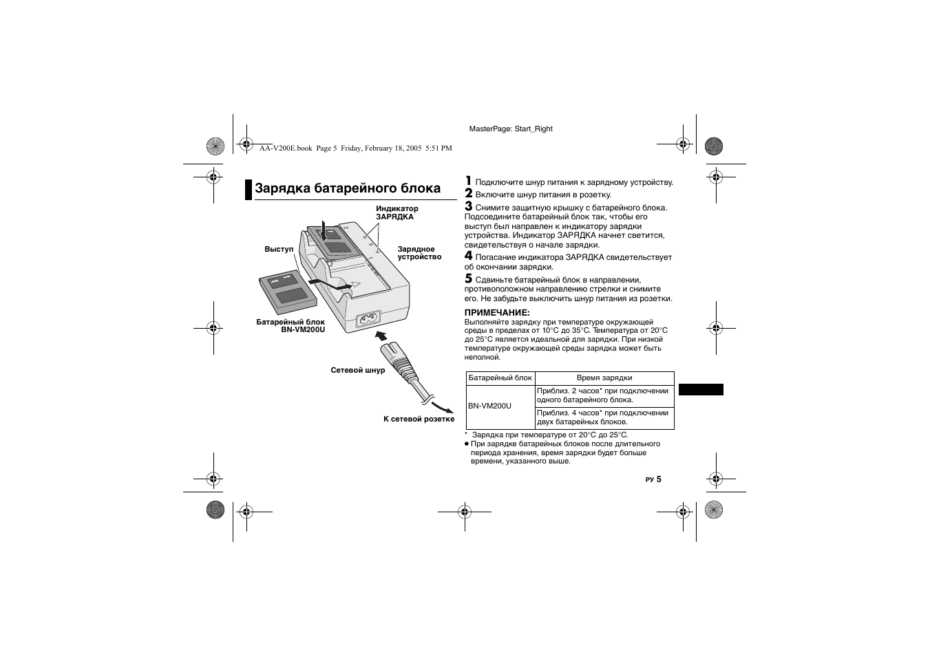 За²шдка бата²ейного блока, Зарядка батарейного блока | JVC AA-V200E User Manual | Page 61 / 80