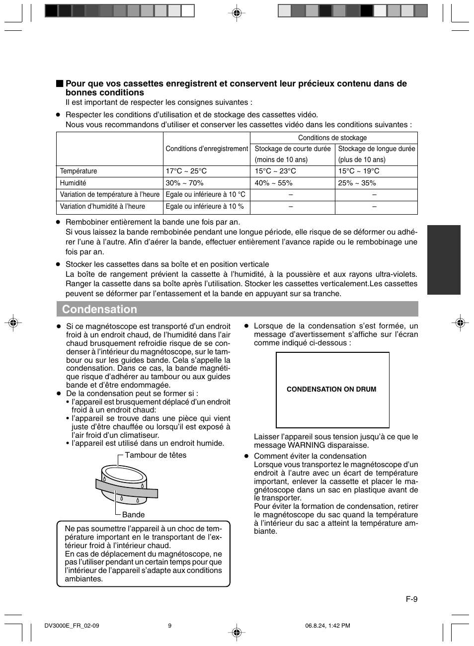 Condensation | JVC BR-DV600AE User Manual | Page 151 / 356