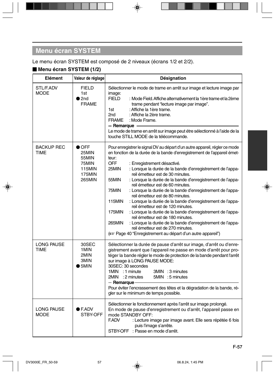 Menu écran system | JVC BR-DV600AE User Manual | Page 199 / 356