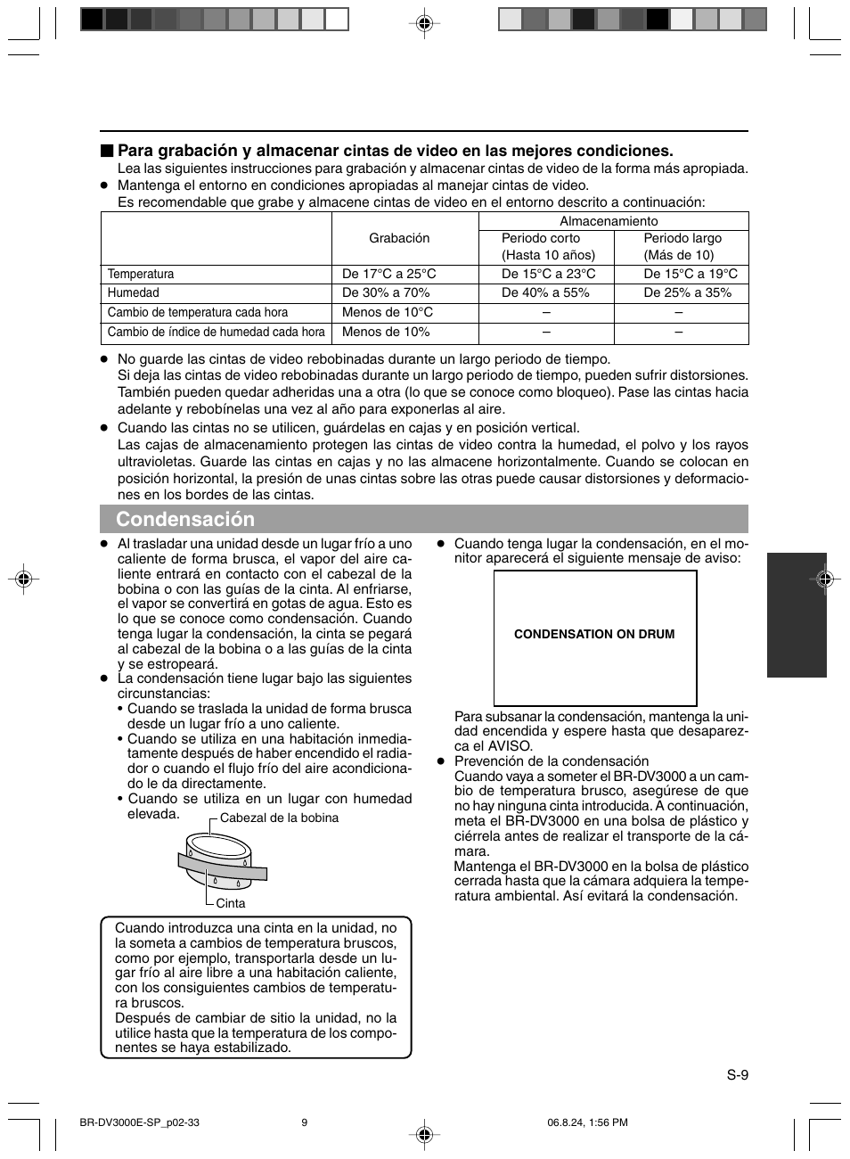 Condensacion, Condensación | JVC BR-DV600AE User Manual | Page 222 / 356
